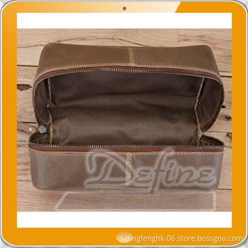 Burnt Umber Luxury Leather Dopp Kit Shaving Toiletry Travel Bag
